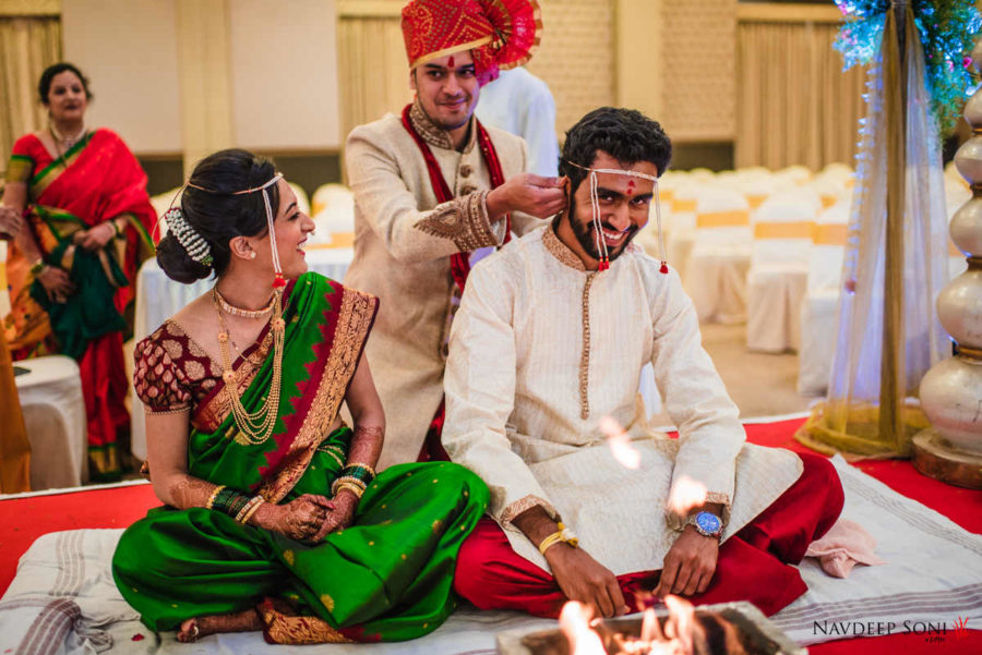 Indian bride and groom at their ceremony Saptapadi. | Photo 187517