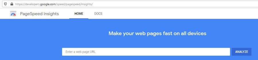 google speed test for photography website