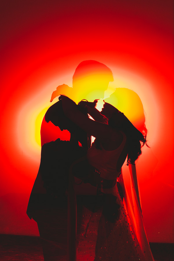 Gujarati Couple in Ahmedabad Dancing in Red color light